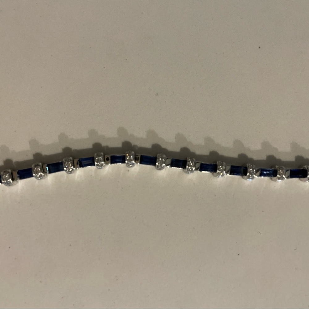 Blue Sapphire & Diamond Tennis Bracelet